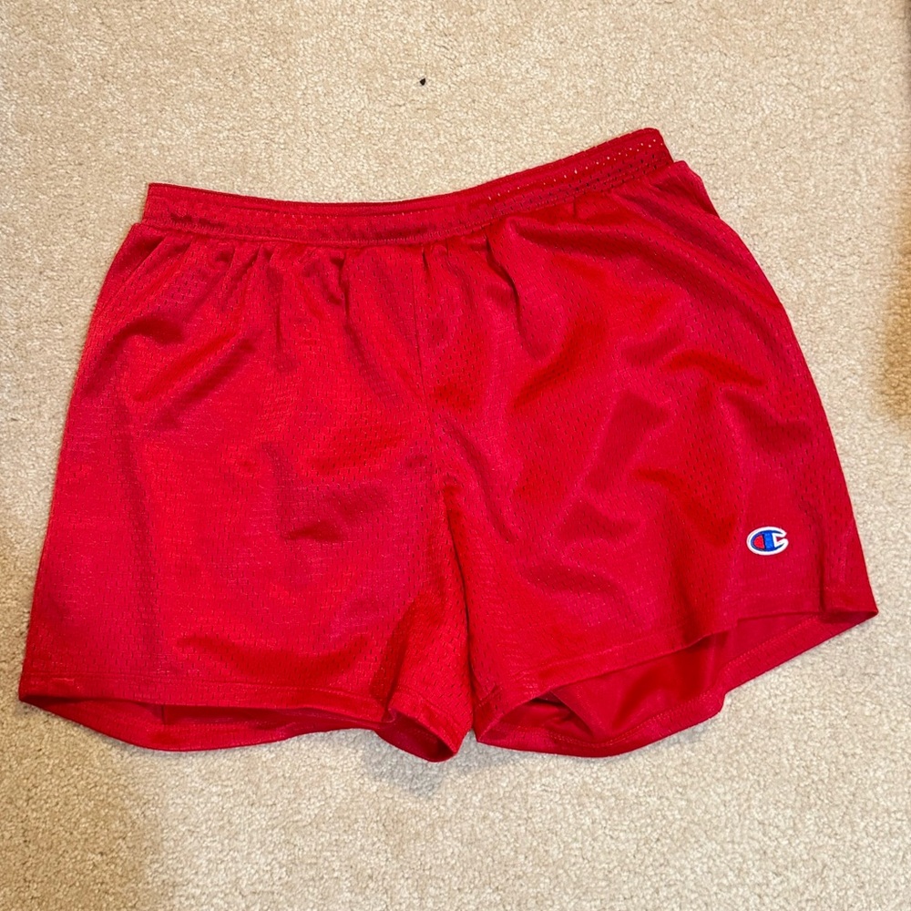 Champion red mesh shorts